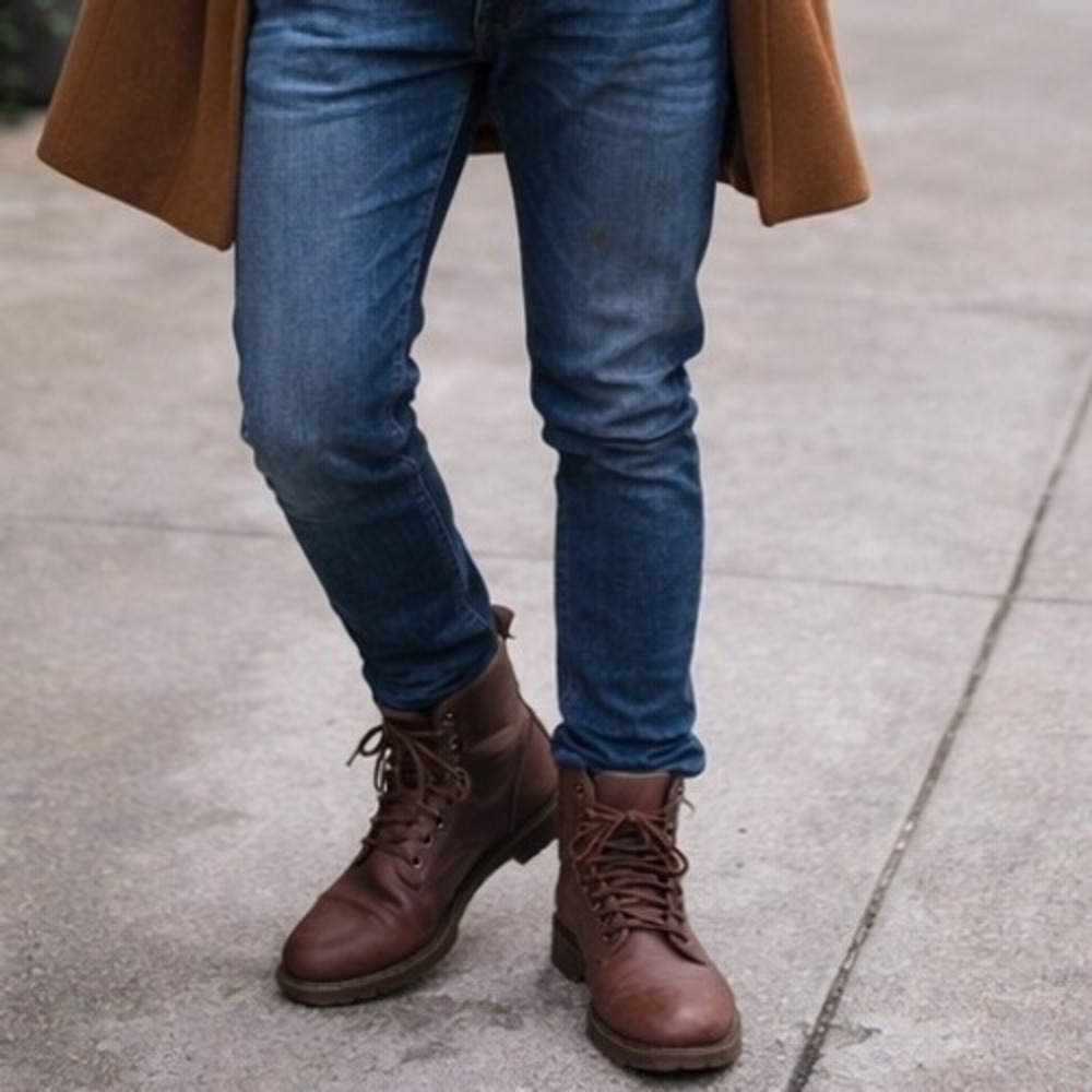 Scott & Lowe Mens Brown Leather Woven Goodyear‎ Welted Cap Toe Lace Up Boots